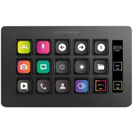 Mars Gaming Stream Deck Slim MSD-ONE - Teclado Controlador Programable con 15 Teclas LCD Personalizables para Streaming, Gaming y Productividad, Negro, Compatible con Windows y Mac Mars Gaming Stream Deck Slim MSD-ONE - Teclado Controlador Programable con 15 Teclas LCD Personalizables para Streaming, Gaming y Productividad, Negro, Compatible con Windows y Mac
